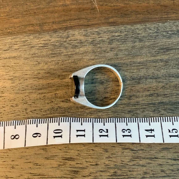 Sterling Silver Ring Black Onyx Stone Stamped 925 Size 7 Vintage Minimalist - Picture 10 of 12